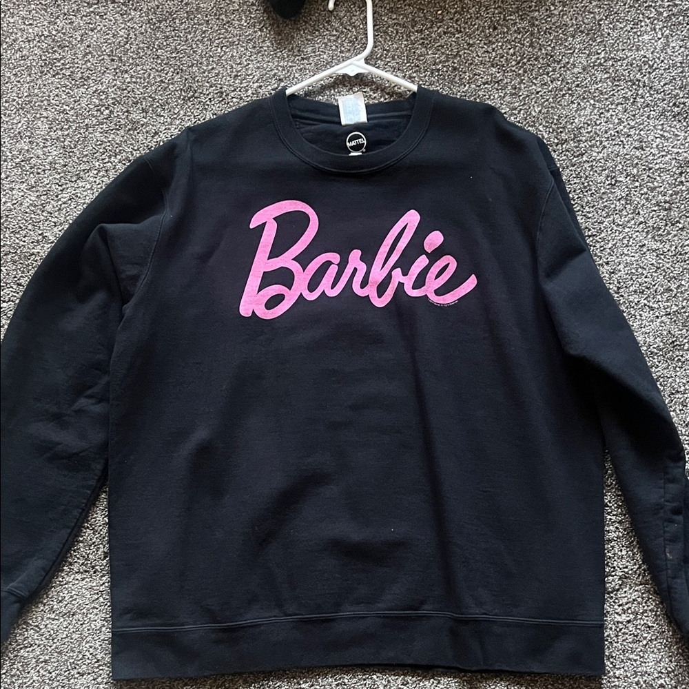 Barbie Women's Black Sweater with Pink Logo
